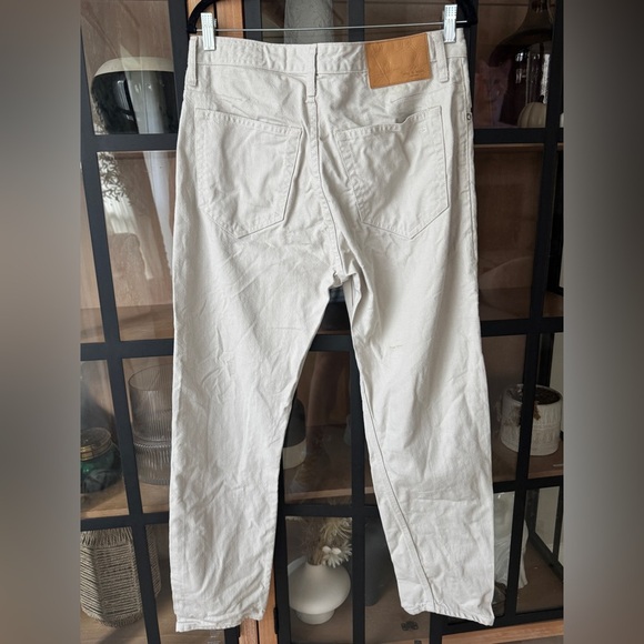 Rag & Bone straight leg jeans ecru light gray beige high rise waisted pants - Picture 3 of 9